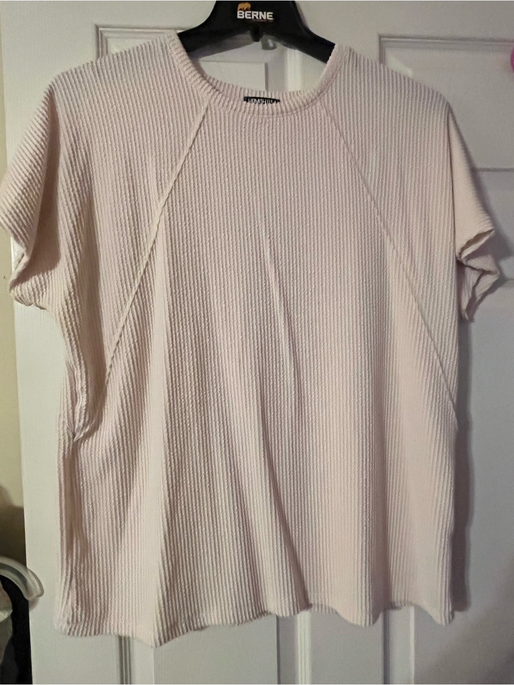 HEIMISH USA Light Pink Ribbed Short-Sleeve Tee NWOT